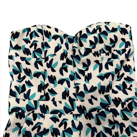 C. Luce - White, Teal & Navy Strapless Romper with Pockets - Size S - Picture 3 of 5